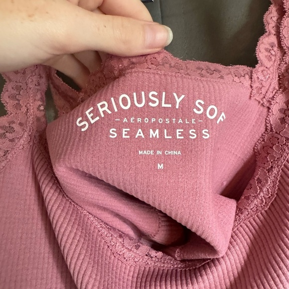 Seriously Soft Seamless Ribbed Crop Top w/ Lace - Picture 2 of 2